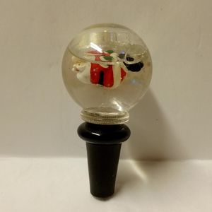 Wine Bottle Stopper FLYING Santa in a Globe Christmas Ornament